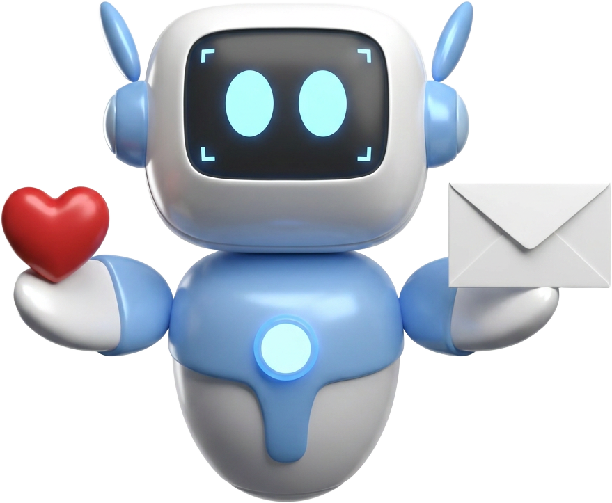 Pi, the Payomatix Payments Institute mascot, holding a heart and an envelope