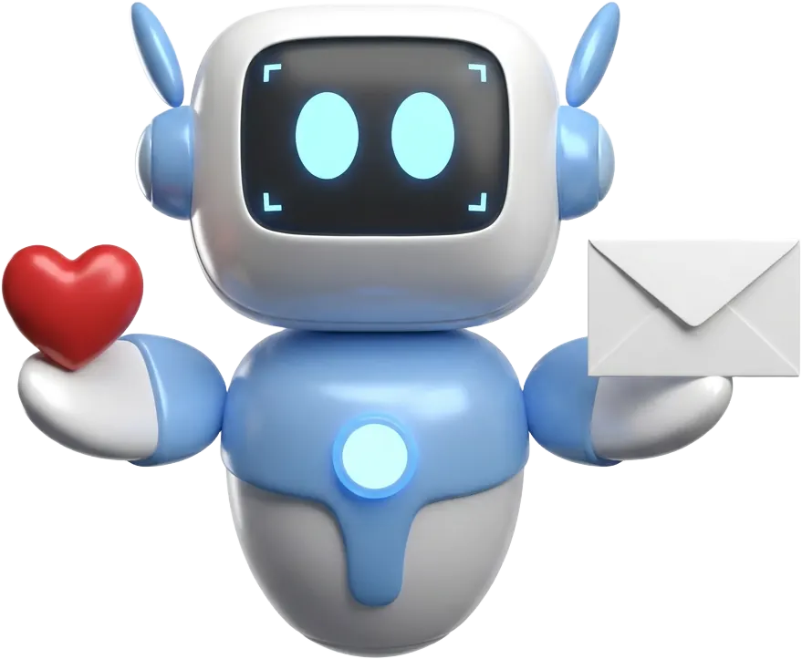 Pi, the Payomatix Payments Institute mascot, holding a heart and an envelope